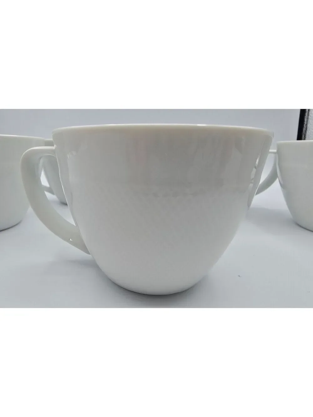 Vintage Pottery Barn Textured White Coffee Tea Cups Set of 7 Made In Japan 2001